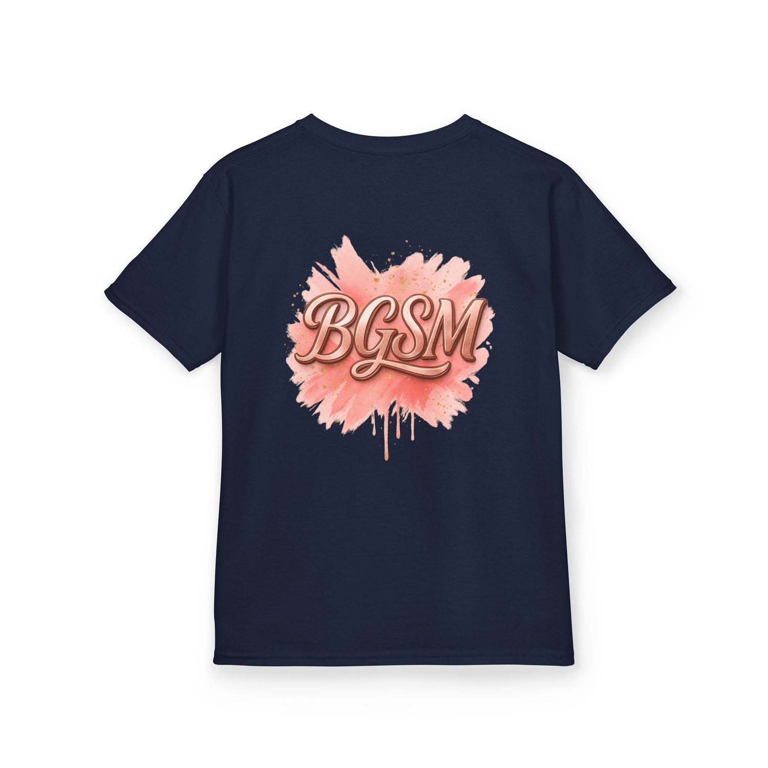 BGSM Kids T-Shirt - "Happy Easter" Colorful Block Letters Tee (Back BGSM Watercolor Accent)