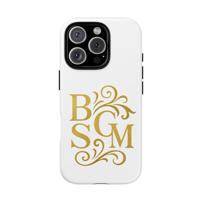 Monogram Tough Case – Elegant Gold B S G M Flourish Phone Case