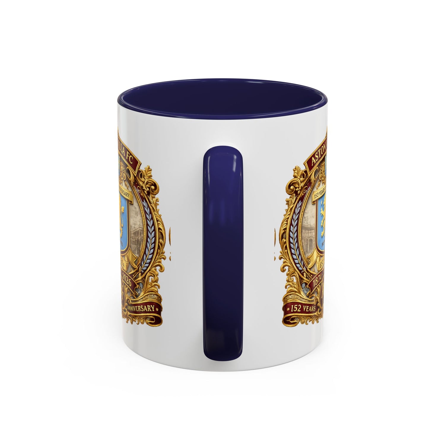 Aston Villa Crest Coffee Mug – 1874–2026 Anniversary Accent Mug (11/15 oz)