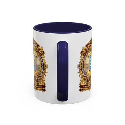 Aston Villa Crest Coffee Mug – 1874–2026 Anniversary Accent Mug (11/15 oz)