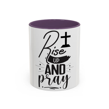 Rise Up and Pray Accent Coffee Mug – Inspirational Christian Coffee Cup