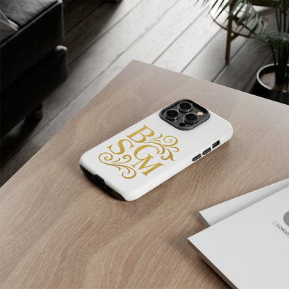 Monogram Tough Case – Elegant Gold B S G M Flourish Phone Case