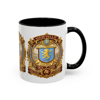 Aston Villa Crest Coffee Mug – 1874–2026 Anniversary Accent Mug (11/15 oz)
