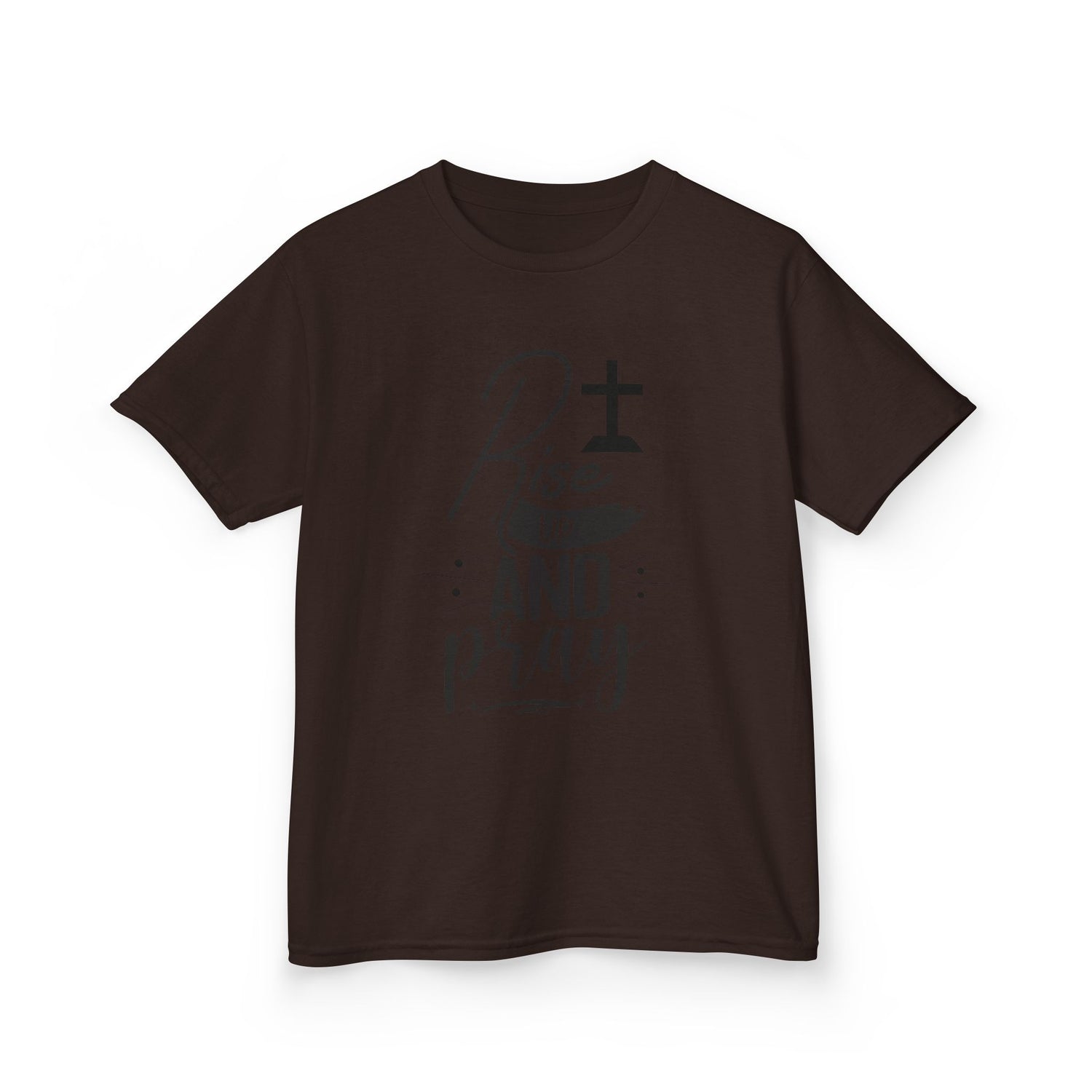 Kids Tee — "Rise Up and Pray" Christian Prayer Shirt with BGSM Back Logo