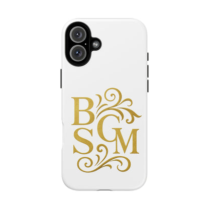 Monogram Tough Case – Elegant Gold B S G M Flourish Phone Case