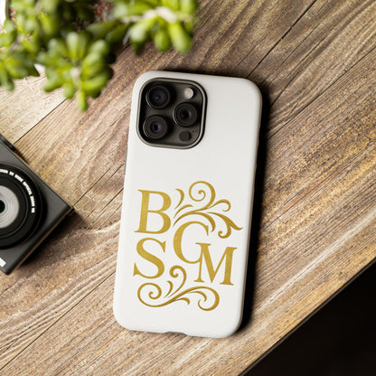 Monogram Tough Case – Elegant Gold B S G M Flourish Phone Case