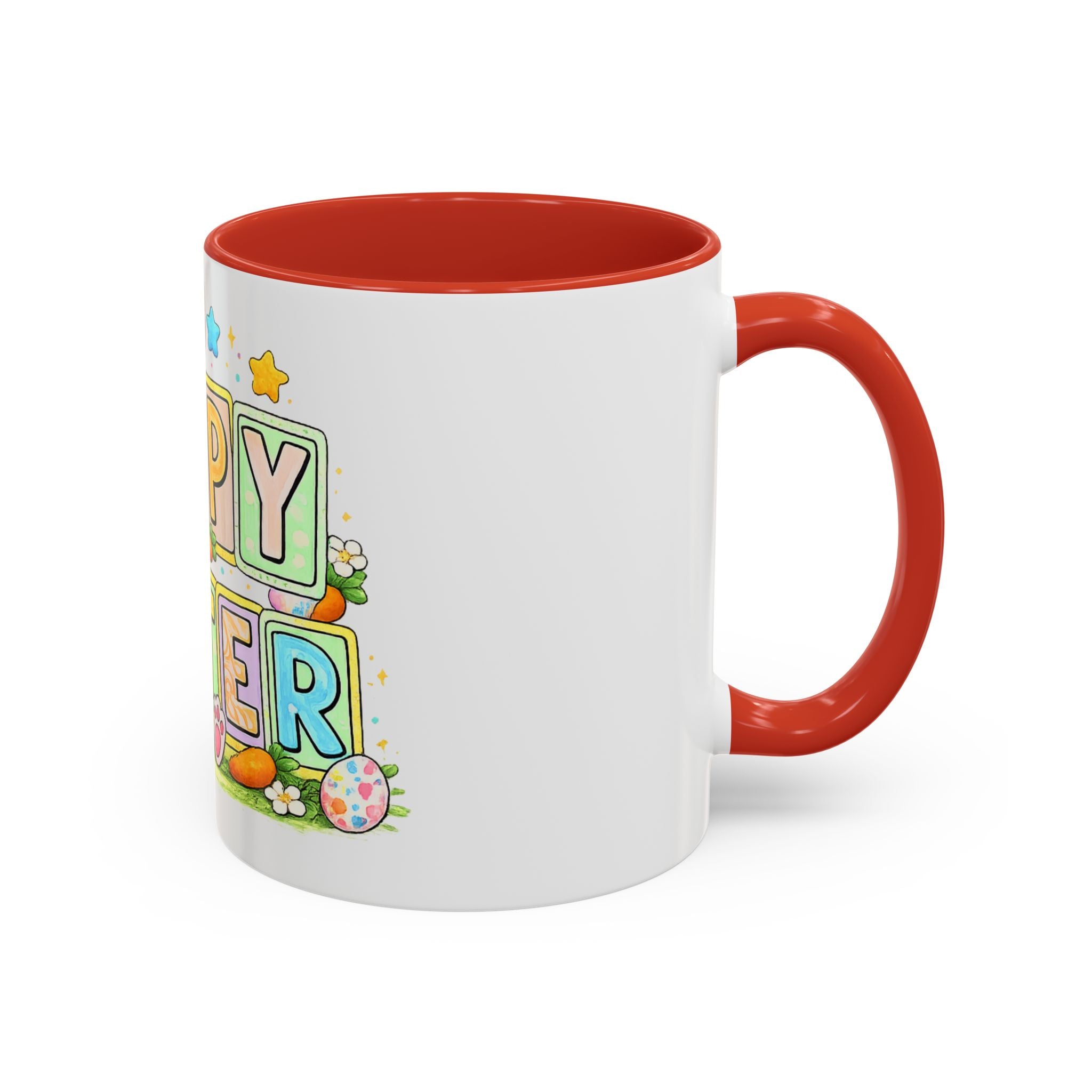 Happy Easter Accent Coffee Mug – Festive Bunny &amp; Egg Holiday Coffee Cup