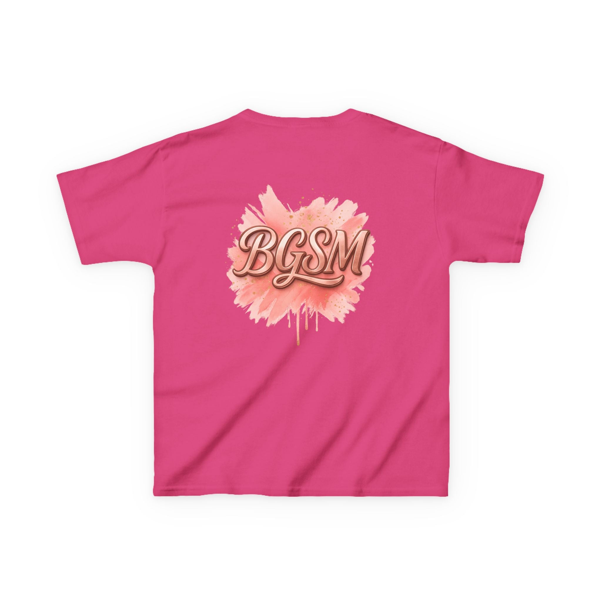 BGSM Kids T-Shirt - "Happy Easter" Colorful Block Letters Tee (Back BGSM Watercolor Accent)
