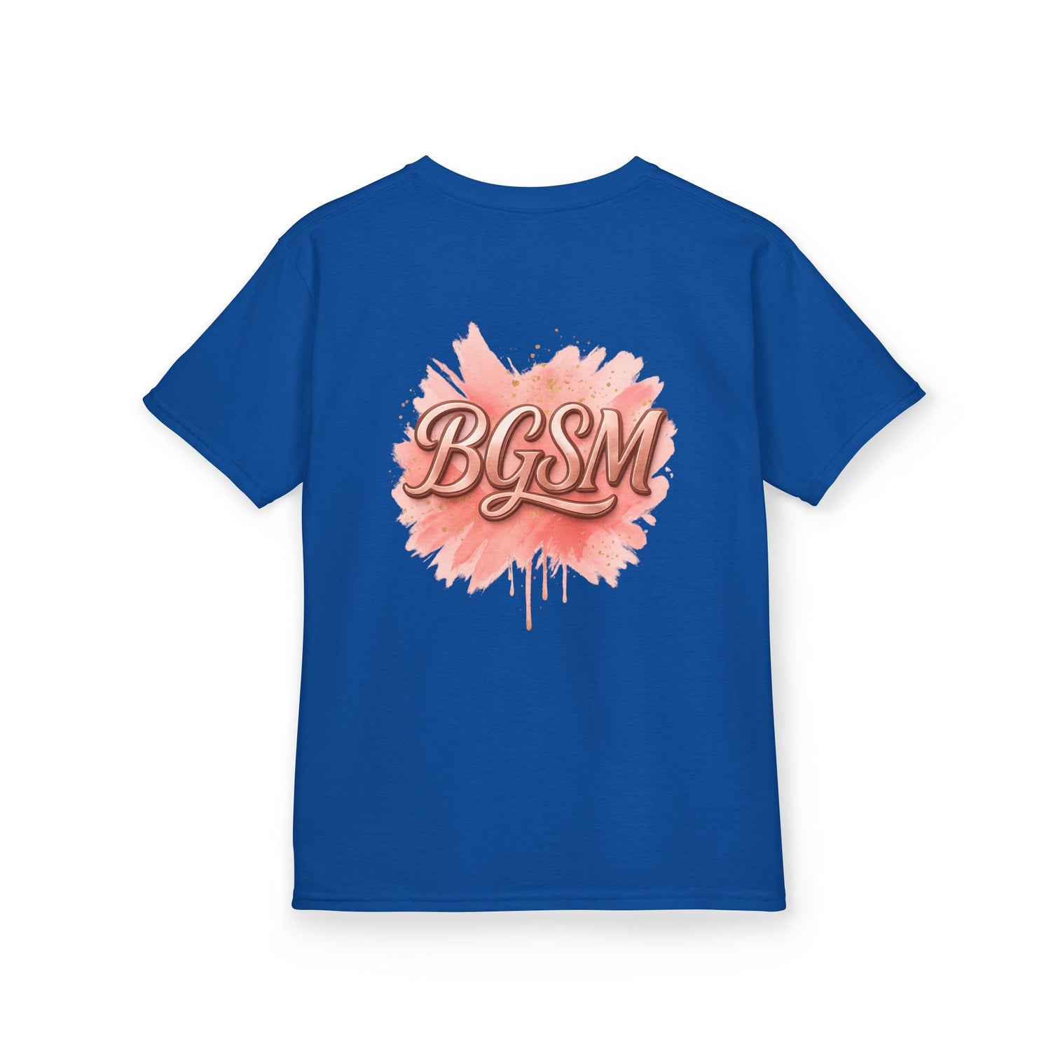 BGSM Kids T-Shirt - "Happy Easter" Colorful Block Letters Tee (Back BGSM Watercolor Accent)