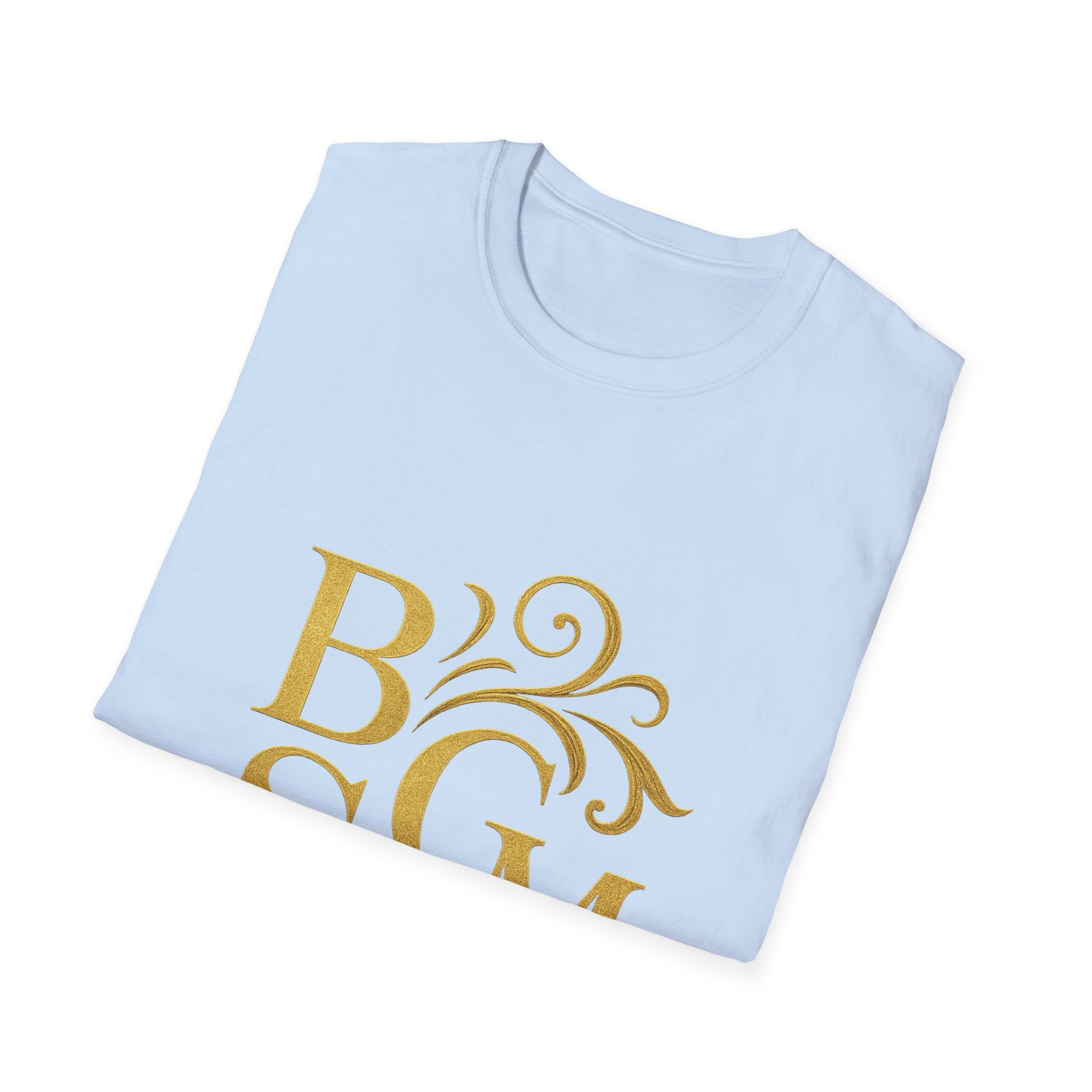 BGSM Monogram T-Shirt — Decorative Gold Front &amp; Blue Circle Back