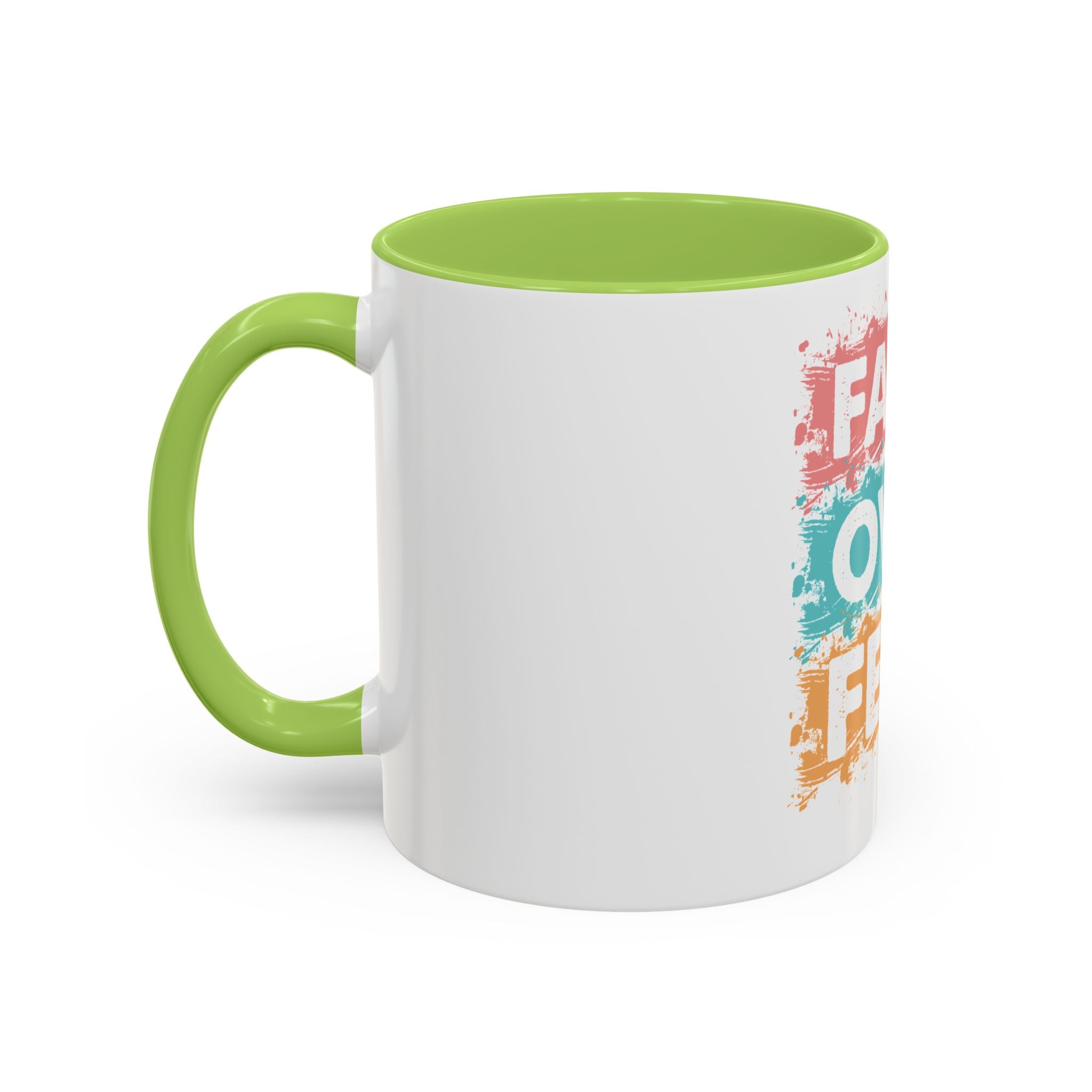 Faith Over Fear Accent Coffee Mug — Inspirational Christian Ceramic Mug (11/15oz)