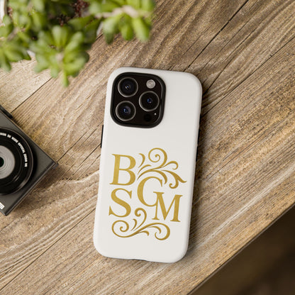 Monogram Tough Case – Elegant Gold B S G M Flourish Phone Case