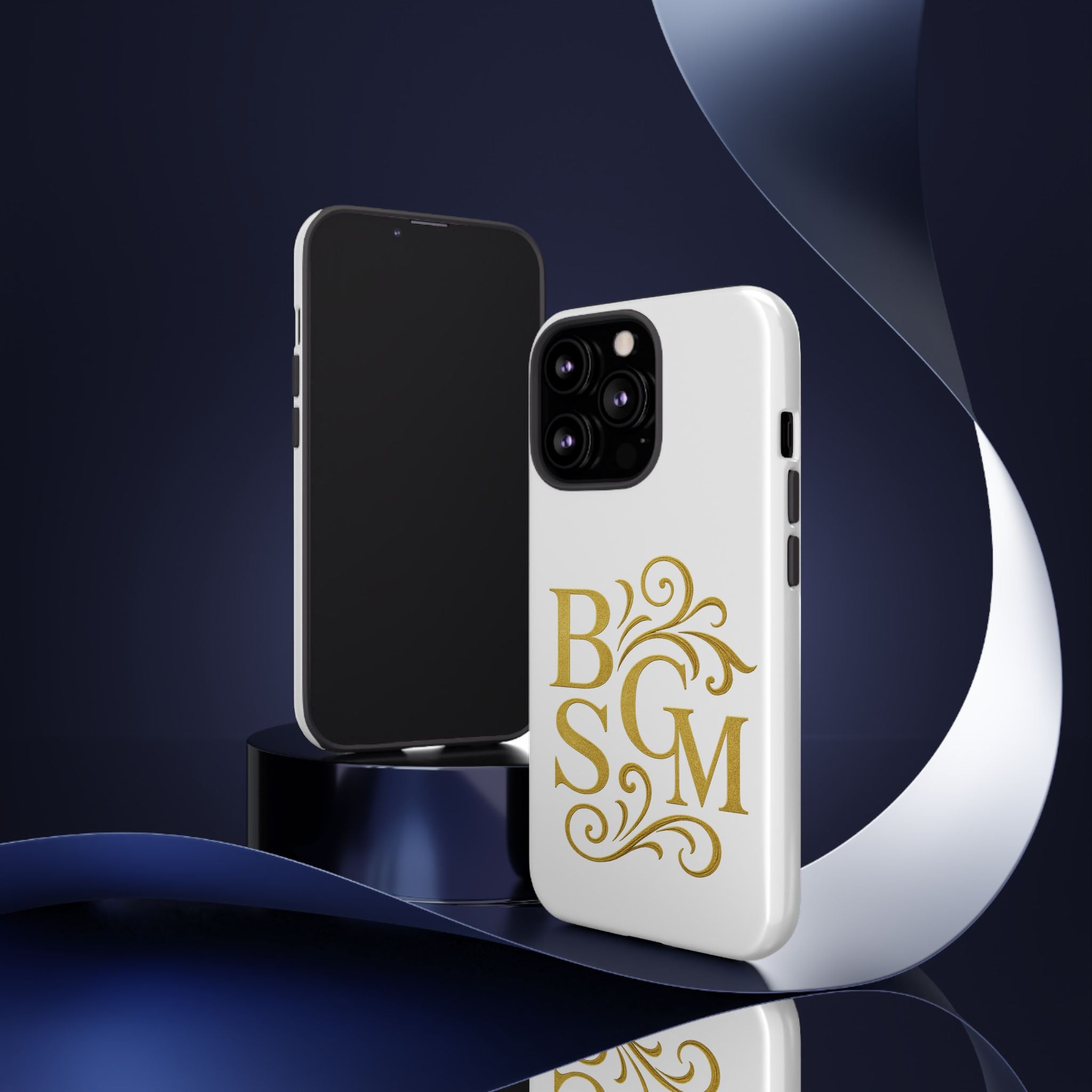 Monogram Tough Case – Elegant Gold B S G M Flourish Phone Case