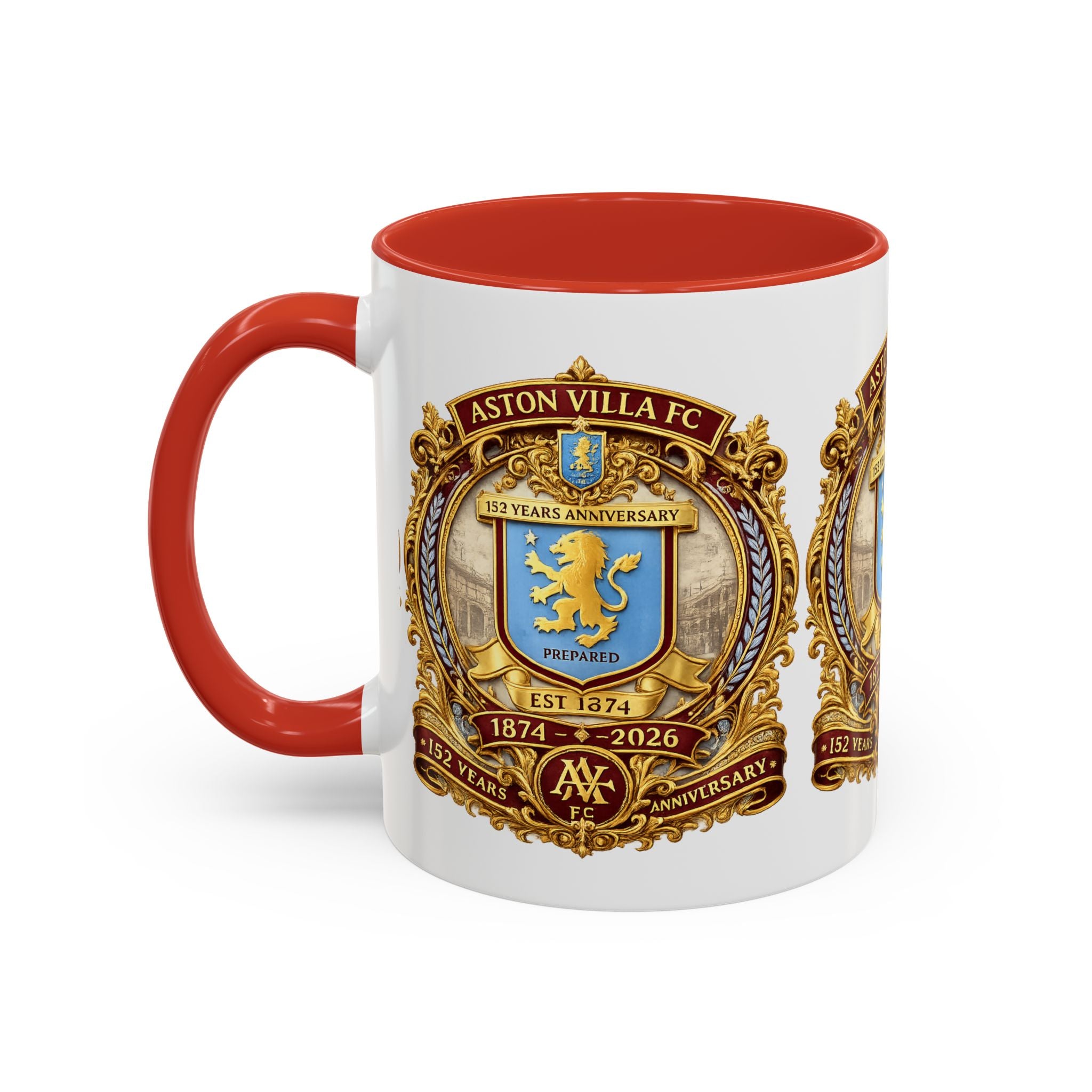 Aston Villa Crest Coffee Mug – 1874–2026 Anniversary Accent Mug (11/15 oz)