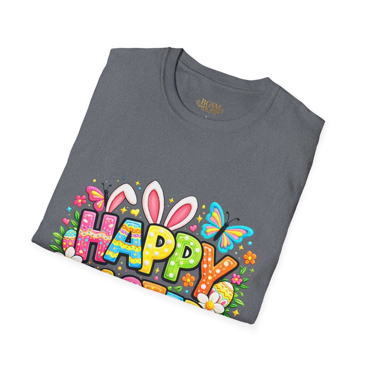 BGSM Easter Bunny Graphic T-Shirt — "Happy Easter" Colorful Holiday Tee