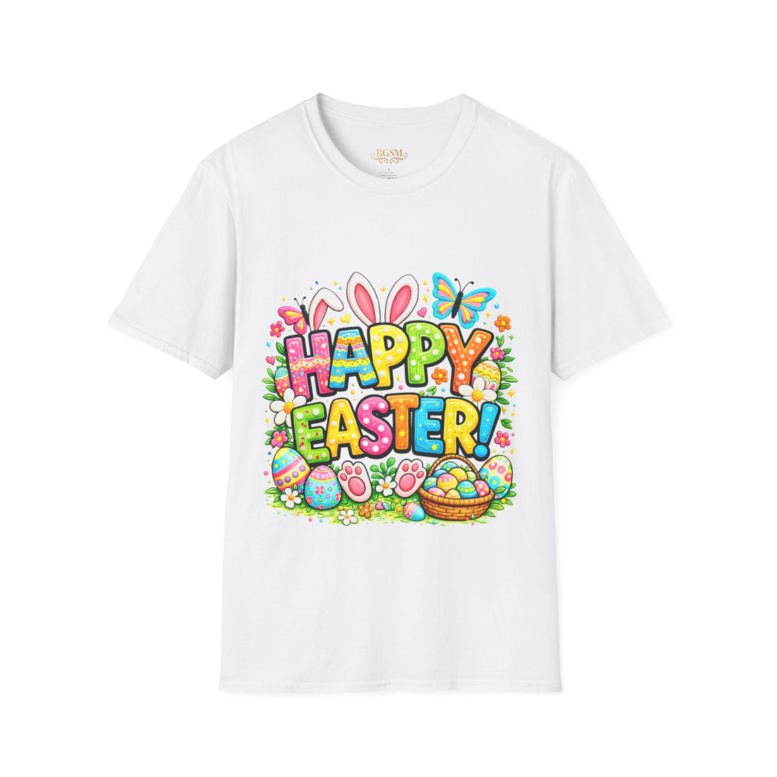 BGSM Easter Bunny Graphic T-Shirt — "Happy Easter" Colorful Holiday Tee