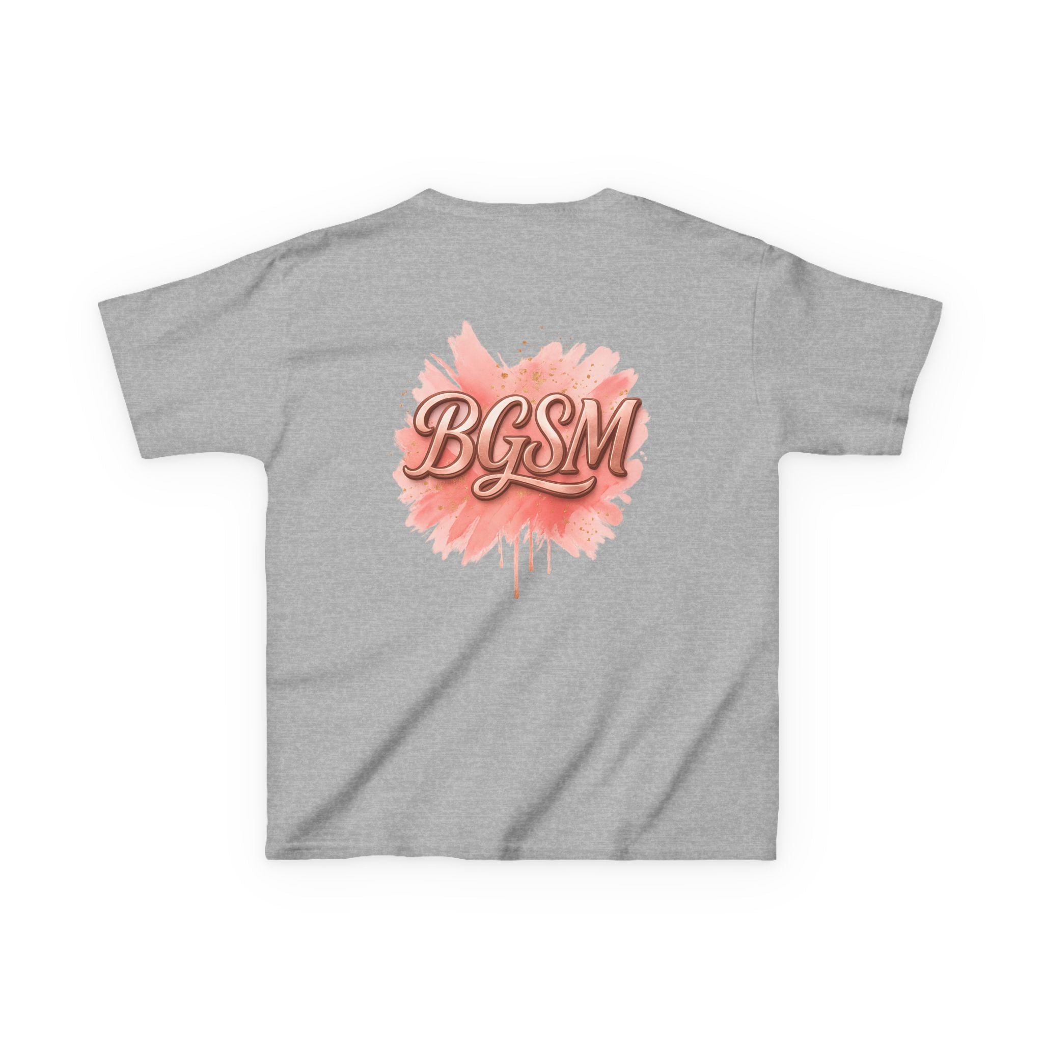 BGSM Kids T-Shirt - "Happy Easter" Colorful Block Letters Tee (Back BGSM Watercolor Accent)