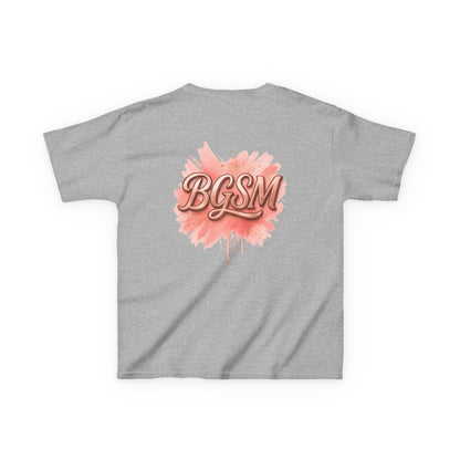 BGSM Kids T-Shirt - "Happy Easter" Colorful Block Letters Tee (Back BGSM Watercolor Accent)