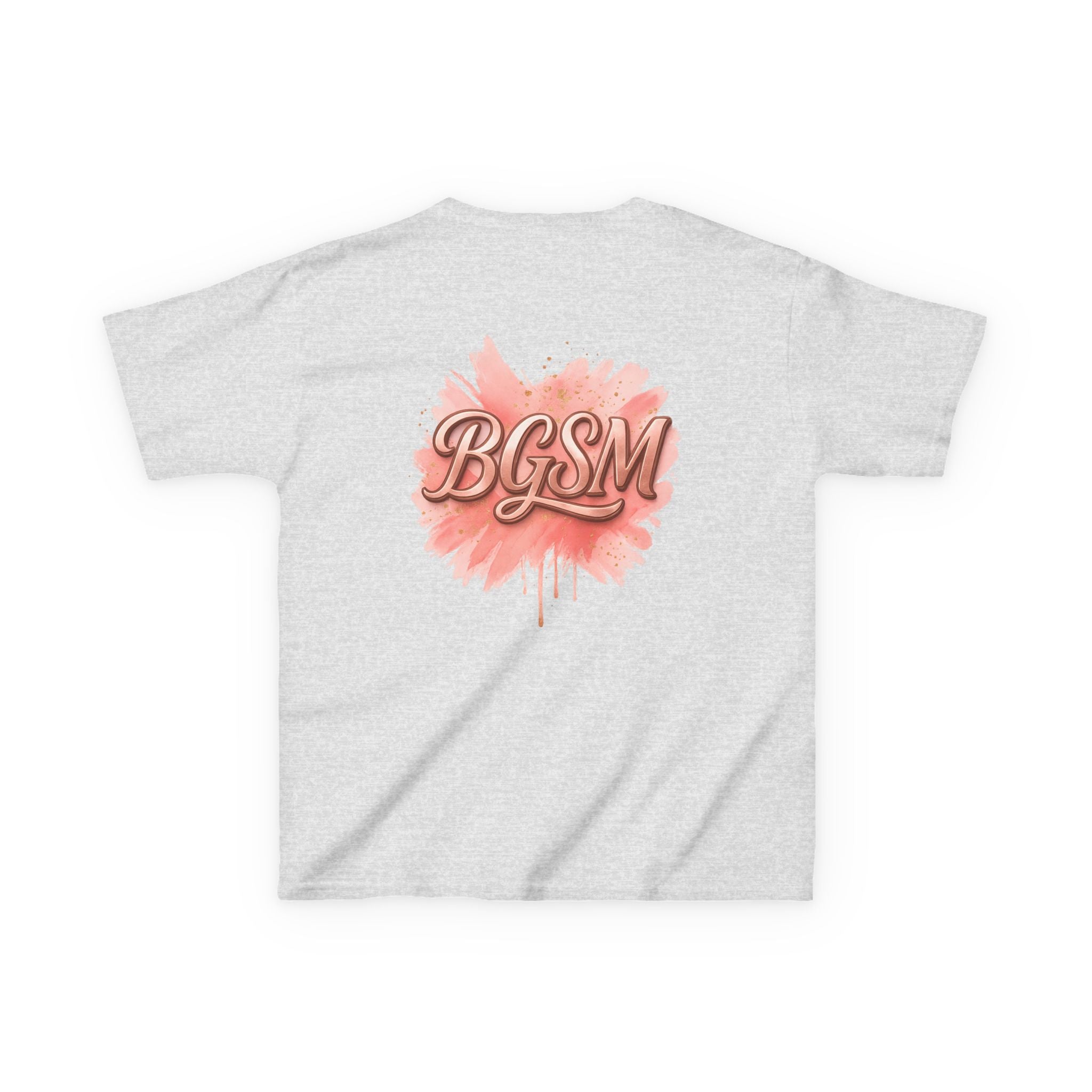 BGSM Kids T-Shirt - "Happy Easter" Colorful Block Letters Tee (Back BGSM Watercolor Accent)