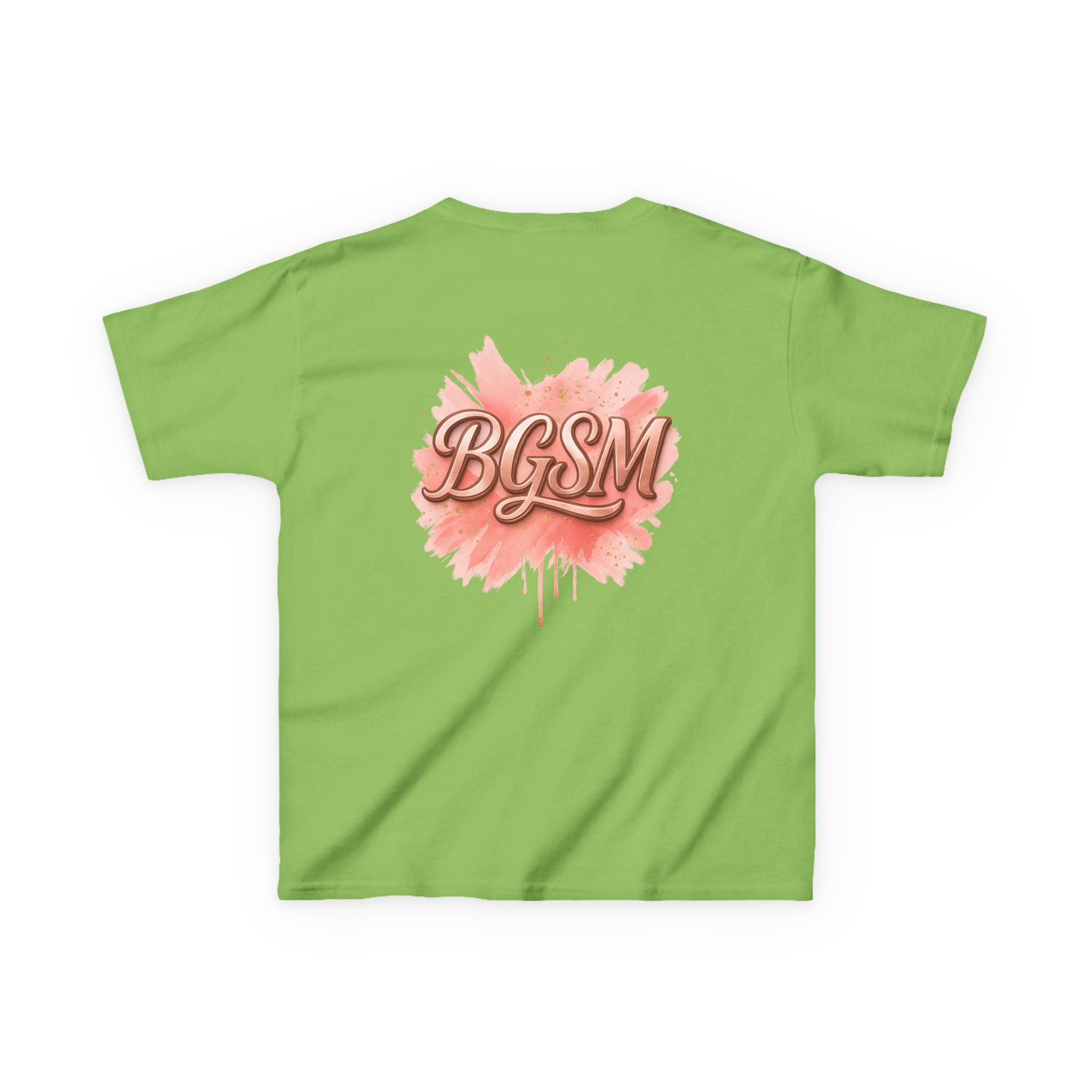 BGSM Kids T-Shirt - "Happy Easter" Colorful Block Letters Tee (Back BGSM Watercolor Accent)