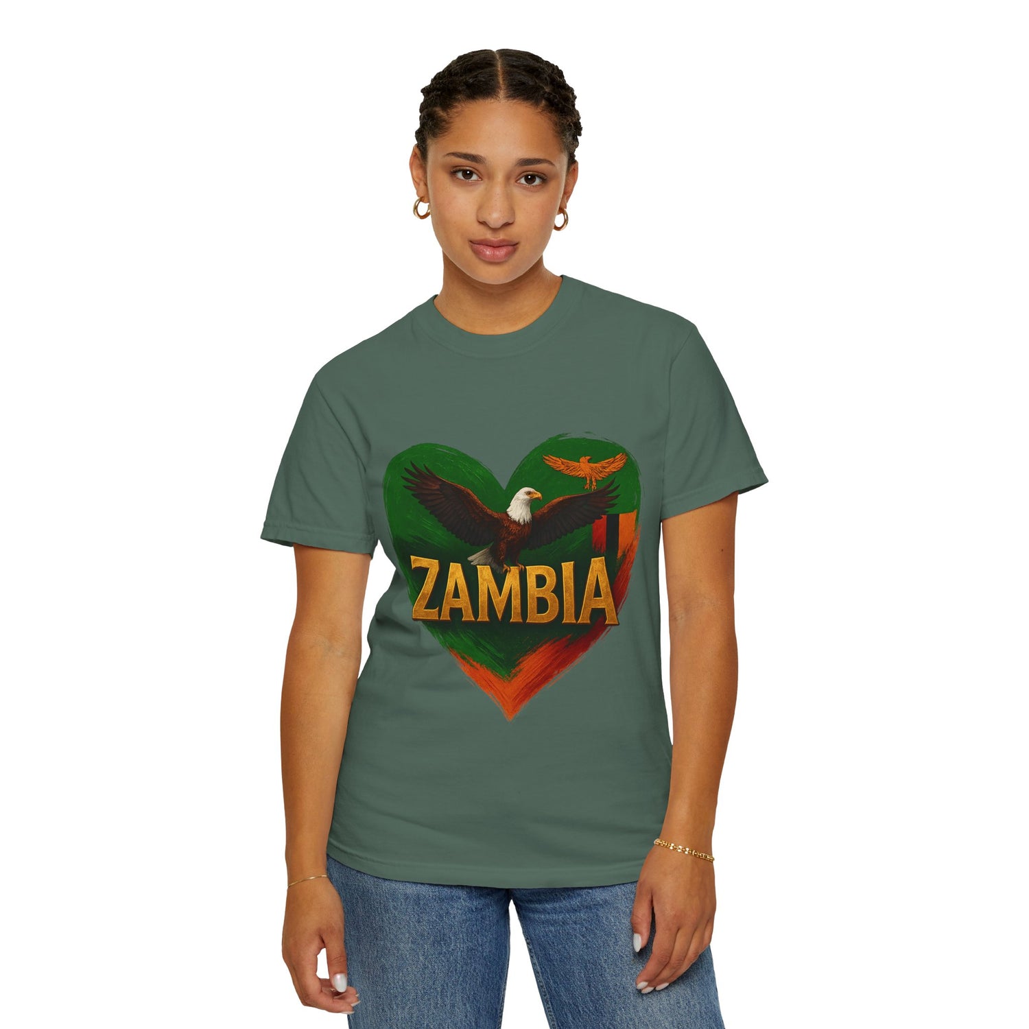 BGSM Zambia Heart Eagle T-Shirt — Patriotic Zambia Graphic Tee