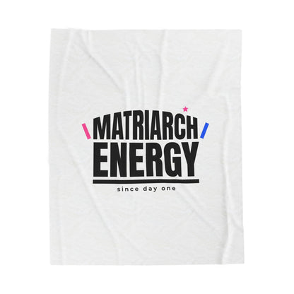 Matriarch Energy Velveteen Plush Blanket | Minimal Typographic Mom Throw
