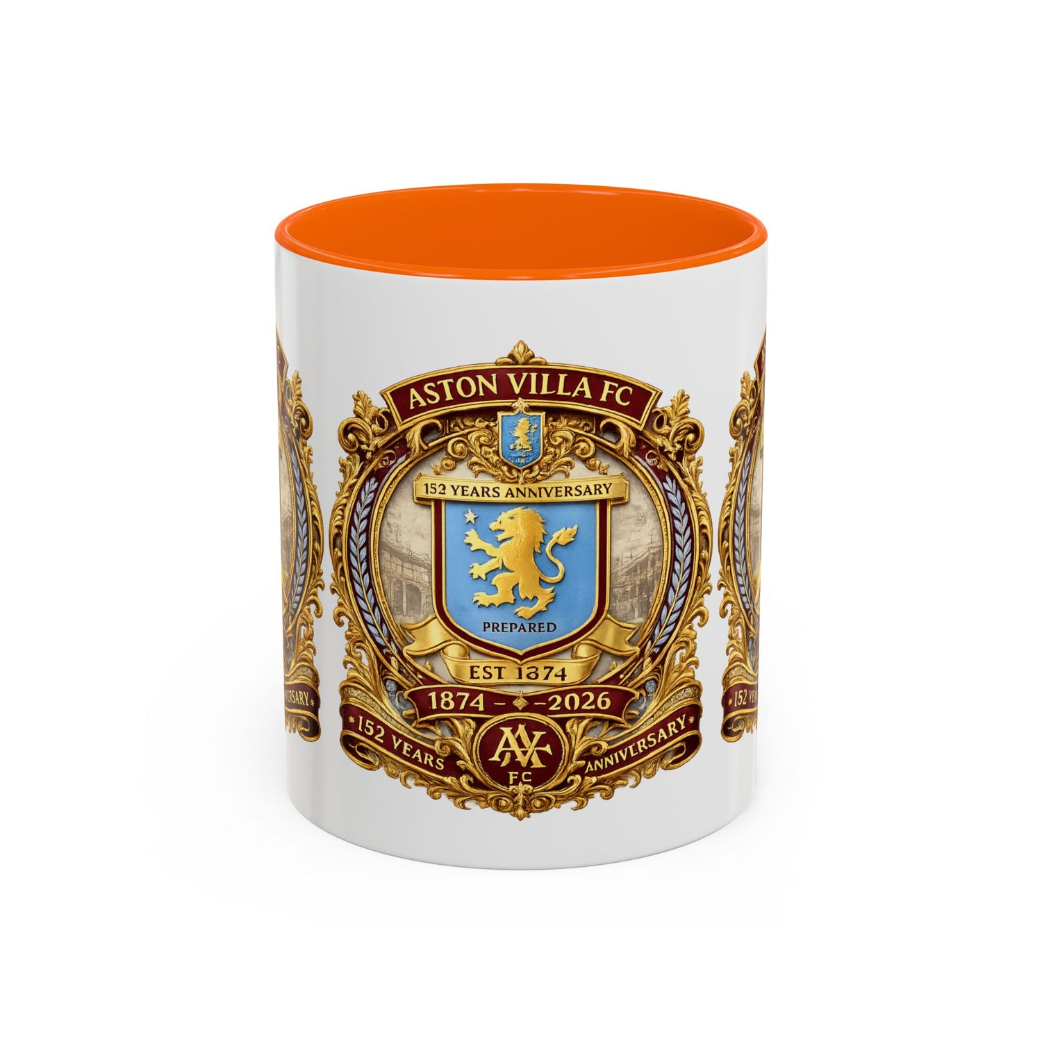 Aston Villa Crest Coffee Mug – 1874–2026 Anniversary Accent Mug (11/15 oz)
