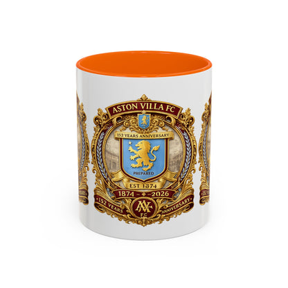 Aston Villa Crest Coffee Mug – 1874–2026 Anniversary Accent Mug (11/15 oz)
