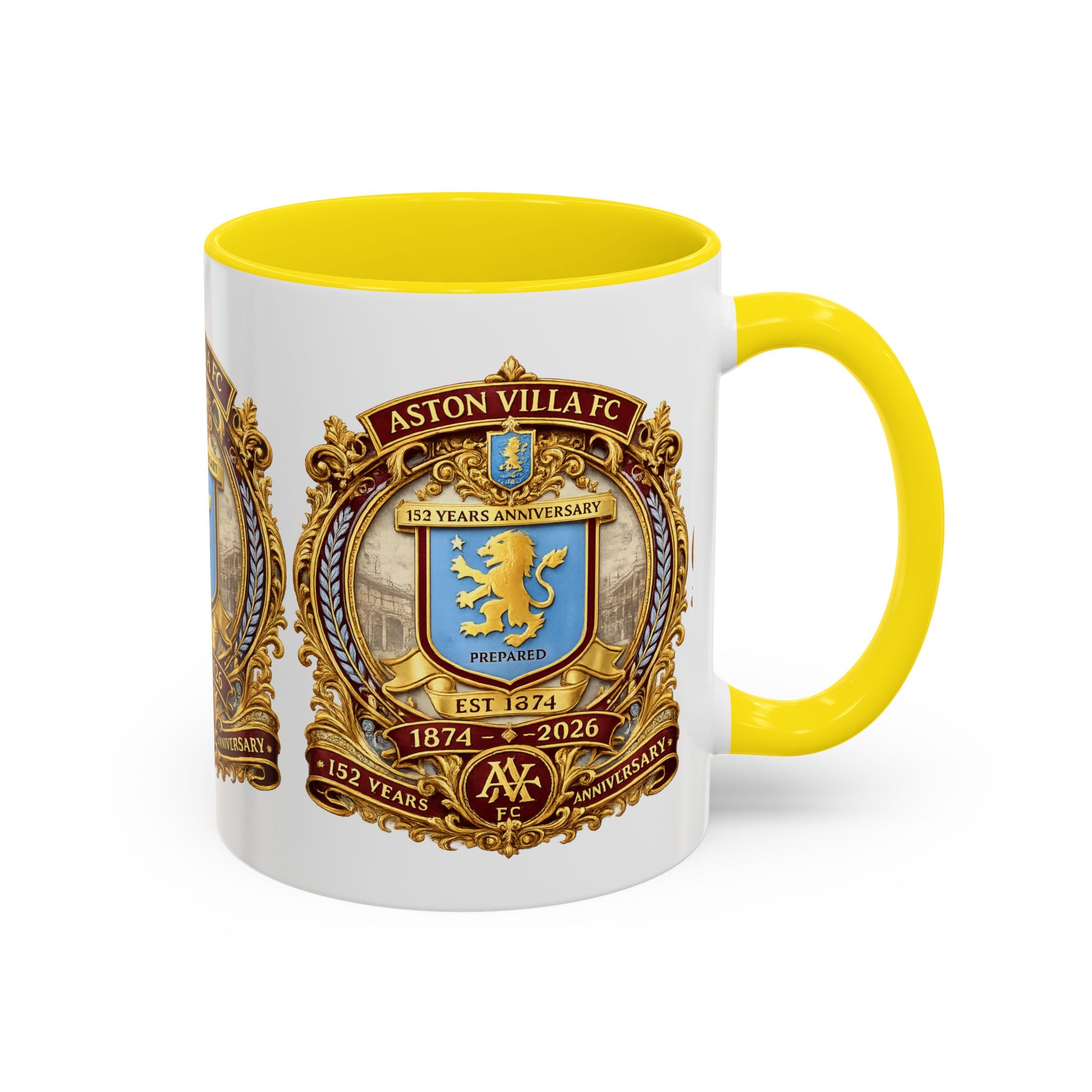 Aston Villa Crest Coffee Mug – 1874–2026 Anniversary Accent Mug (11/15 oz)