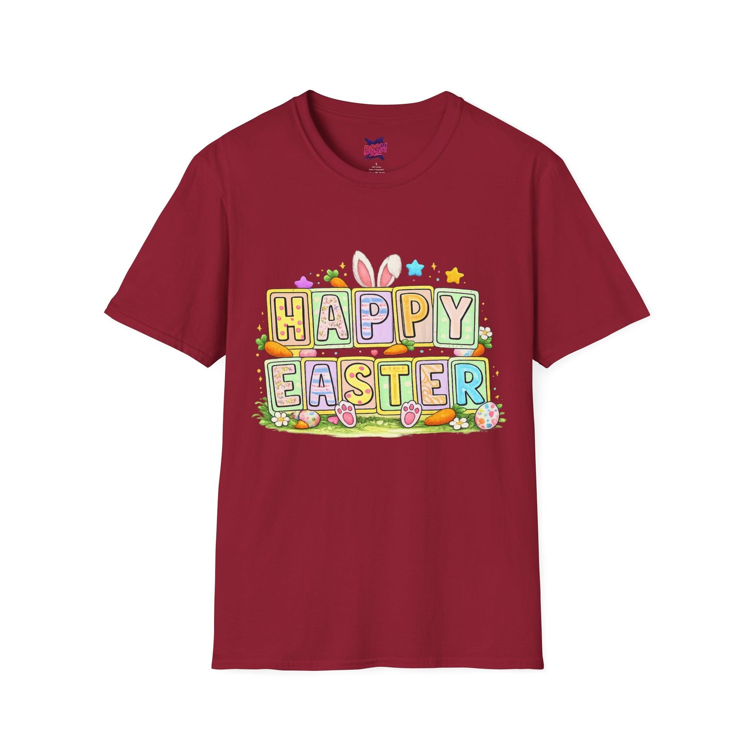 BGSM Happy Easter T-Shirt — Pastel Bunny &amp; Eggs Holiday Tee