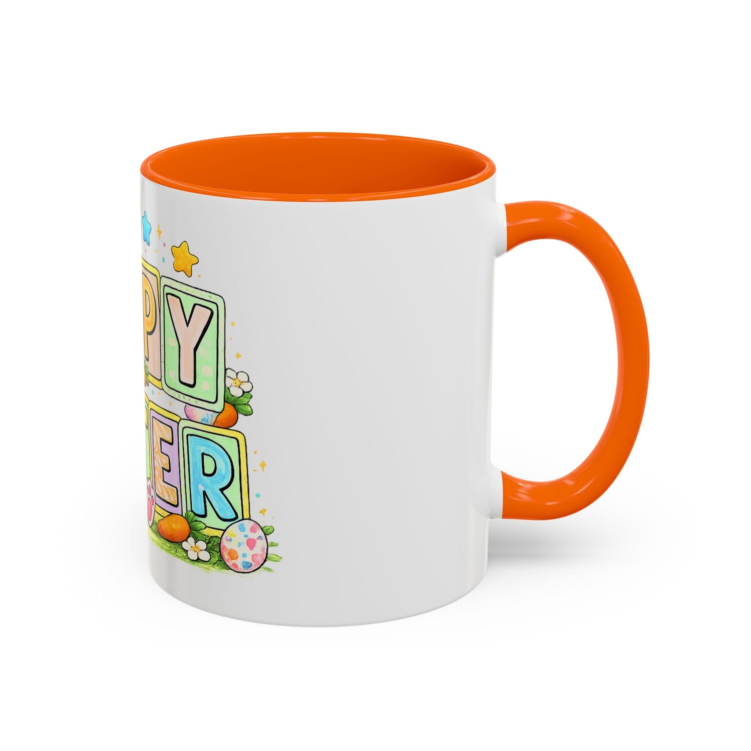 Happy Easter Accent Coffee Mug – Festive Bunny &amp; Egg Holiday Coffee Cup