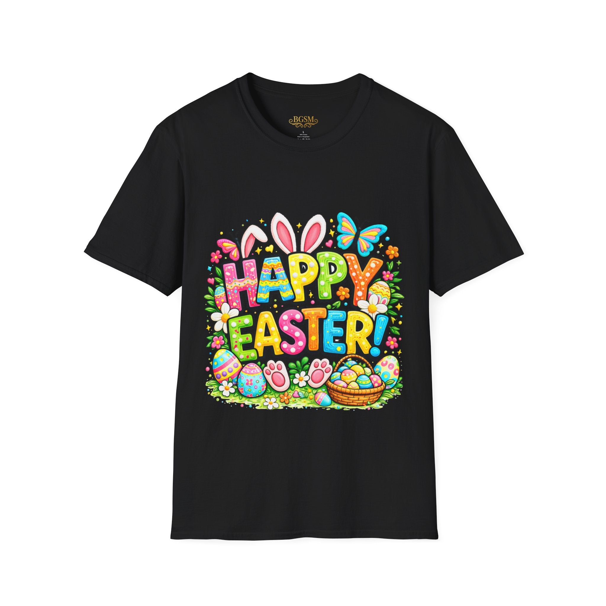BGSM Easter Bunny Graphic T-Shirt — "Happy Easter" Colorful Holiday Tee