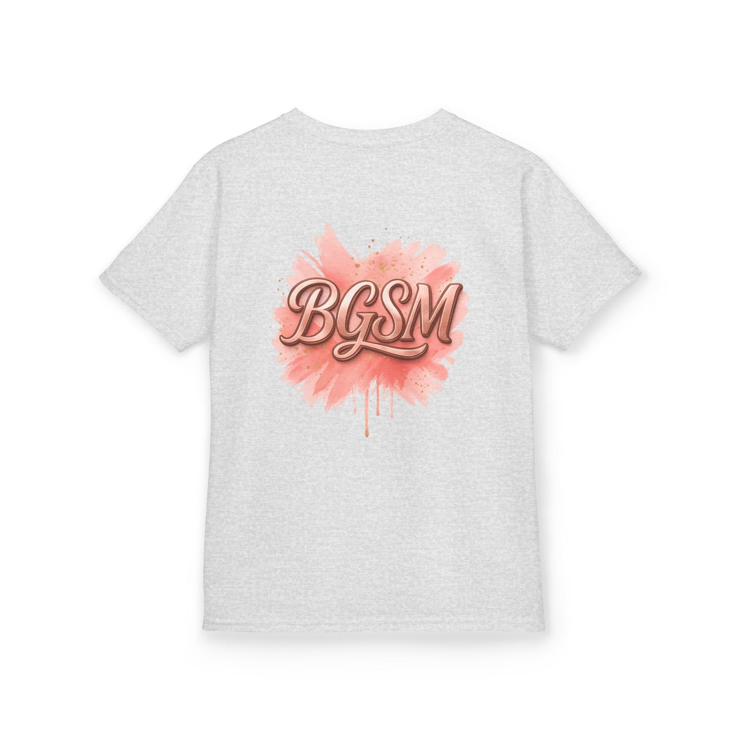 BGSM Kids T-Shirt - "Happy Easter" Colorful Block Letters Tee (Back BGSM Watercolor Accent)