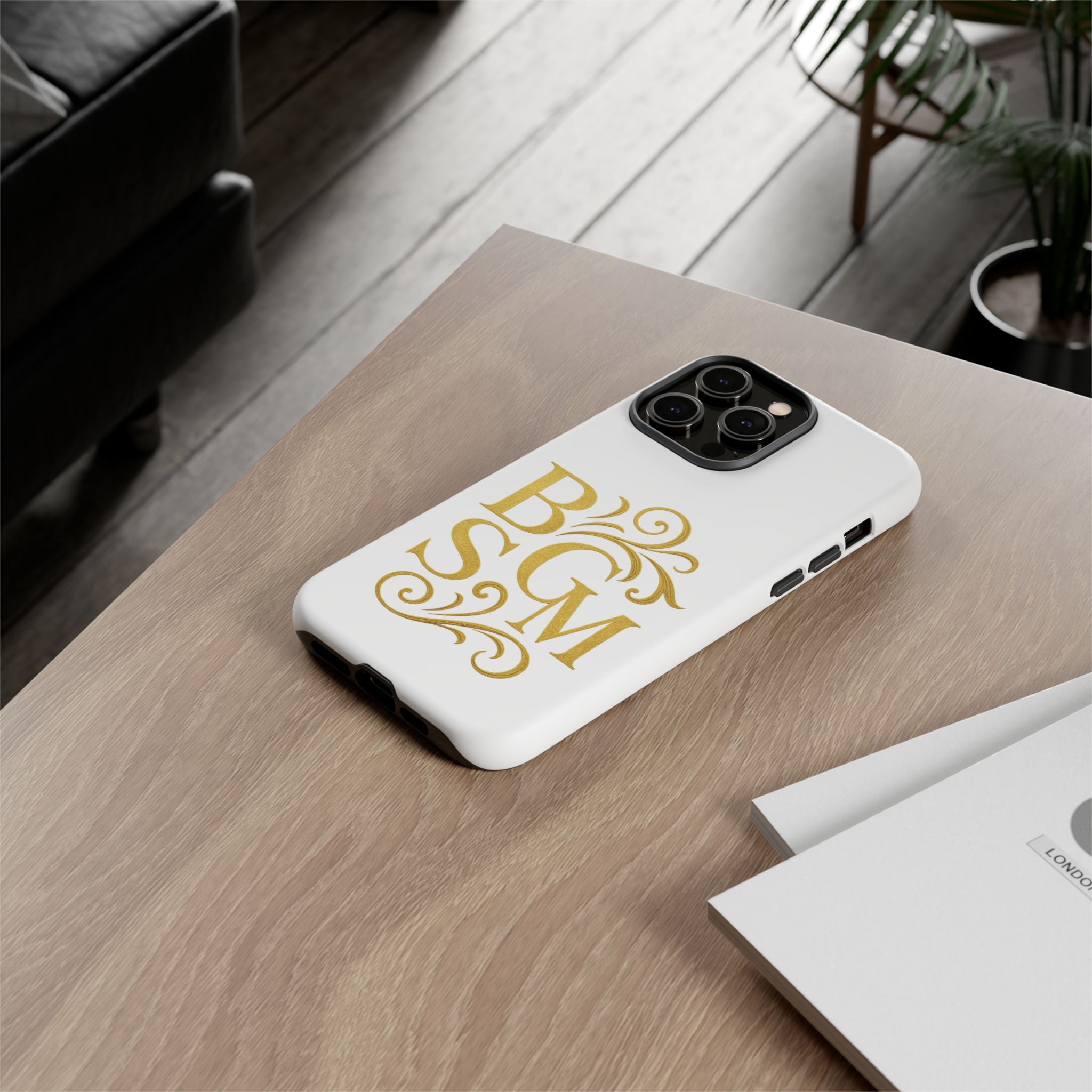 Monogram Tough Case – Elegant Gold B S G M Flourish Phone Case