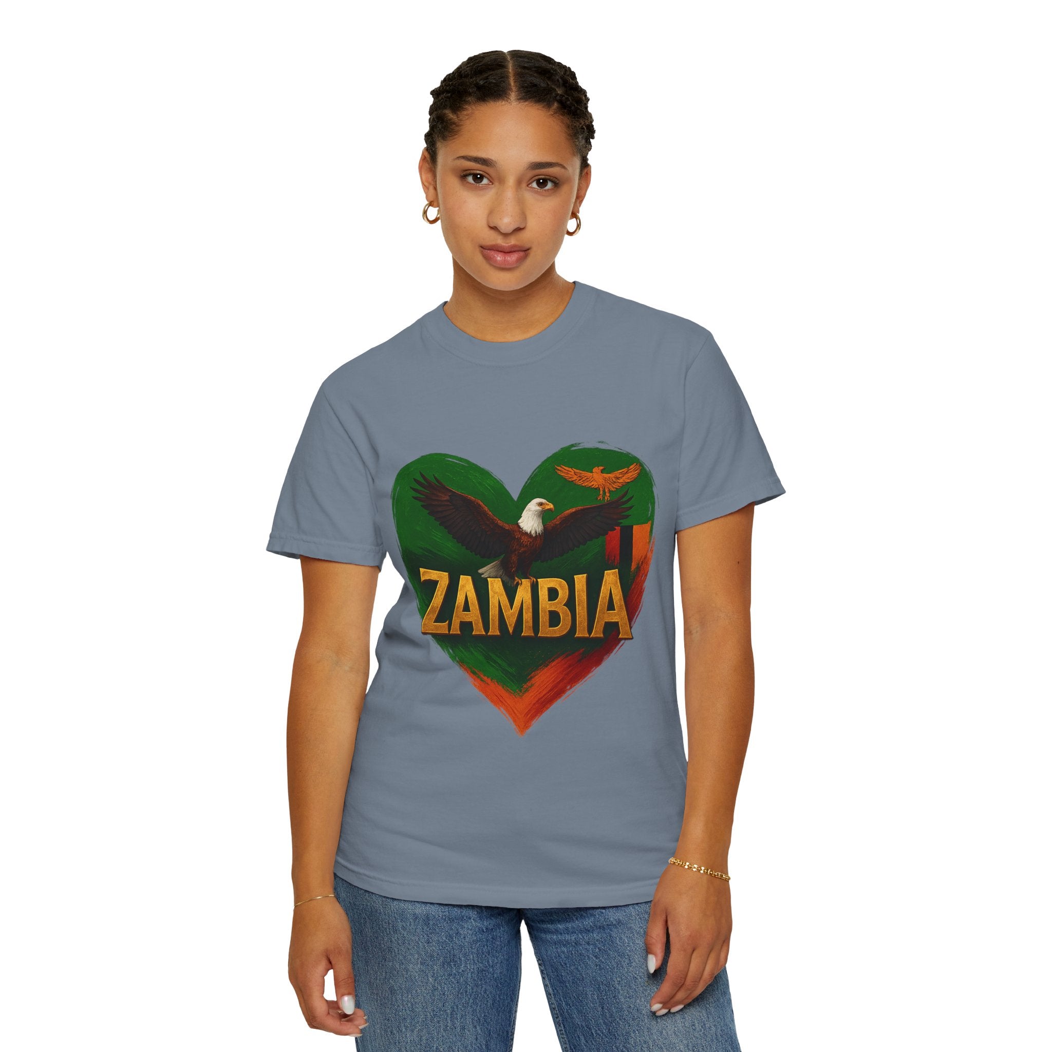 BGSM Zambia Heart Eagle T-Shirt — Patriotic Zambia Graphic Tee