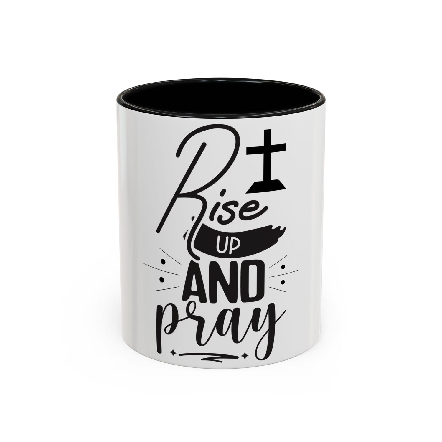 Rise Up and Pray Accent Coffee Mug – Inspirational Christian Coffee Cup