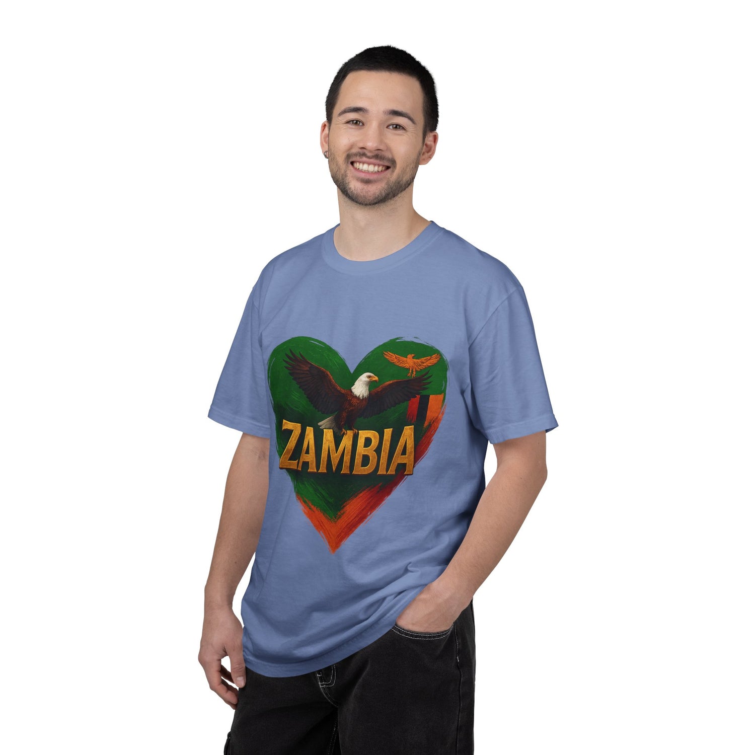 BGSM Zambia Heart Eagle T-Shirt — Patriotic Zambia Graphic Tee