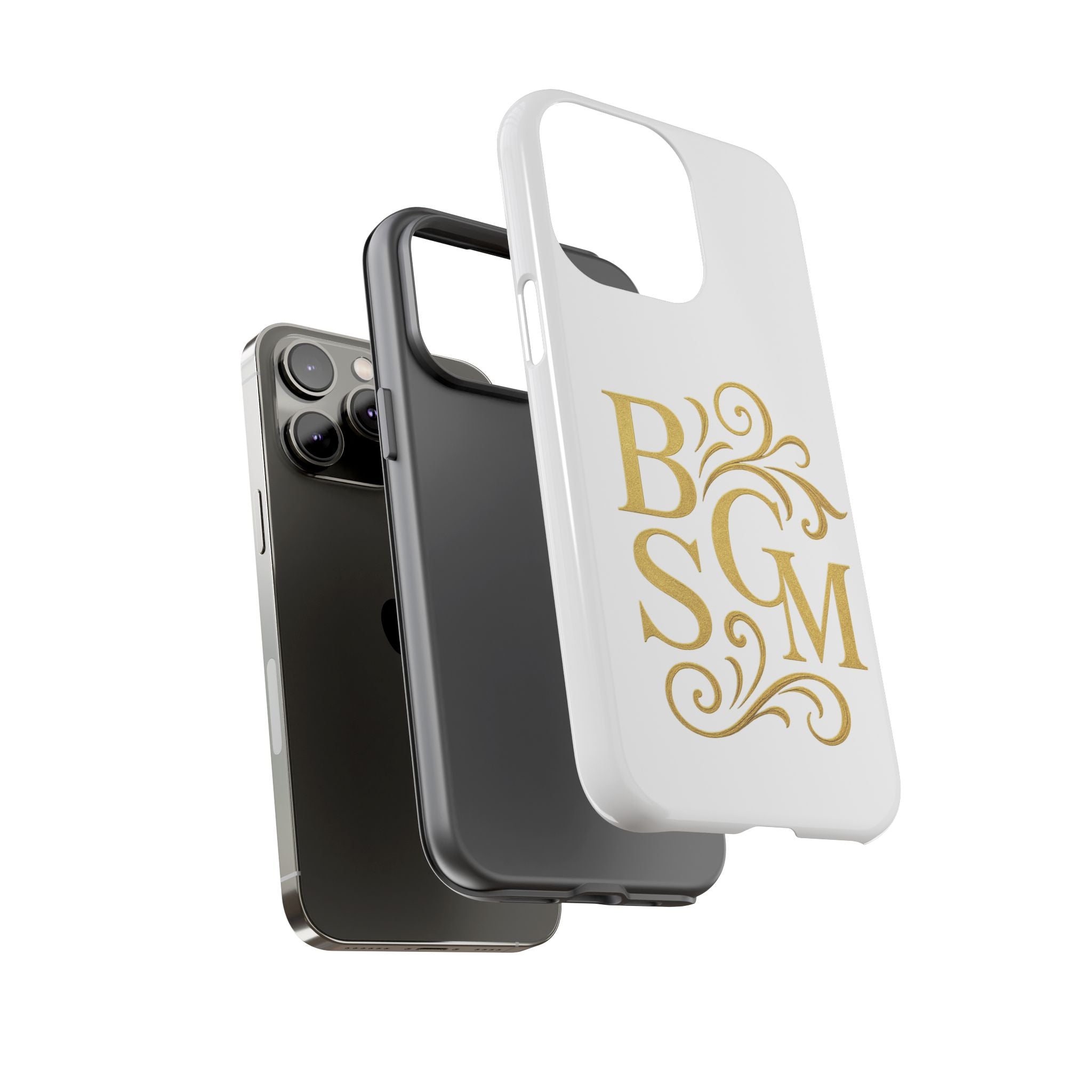 Monogram Tough Case – Elegant Gold B S G M Flourish Phone Case