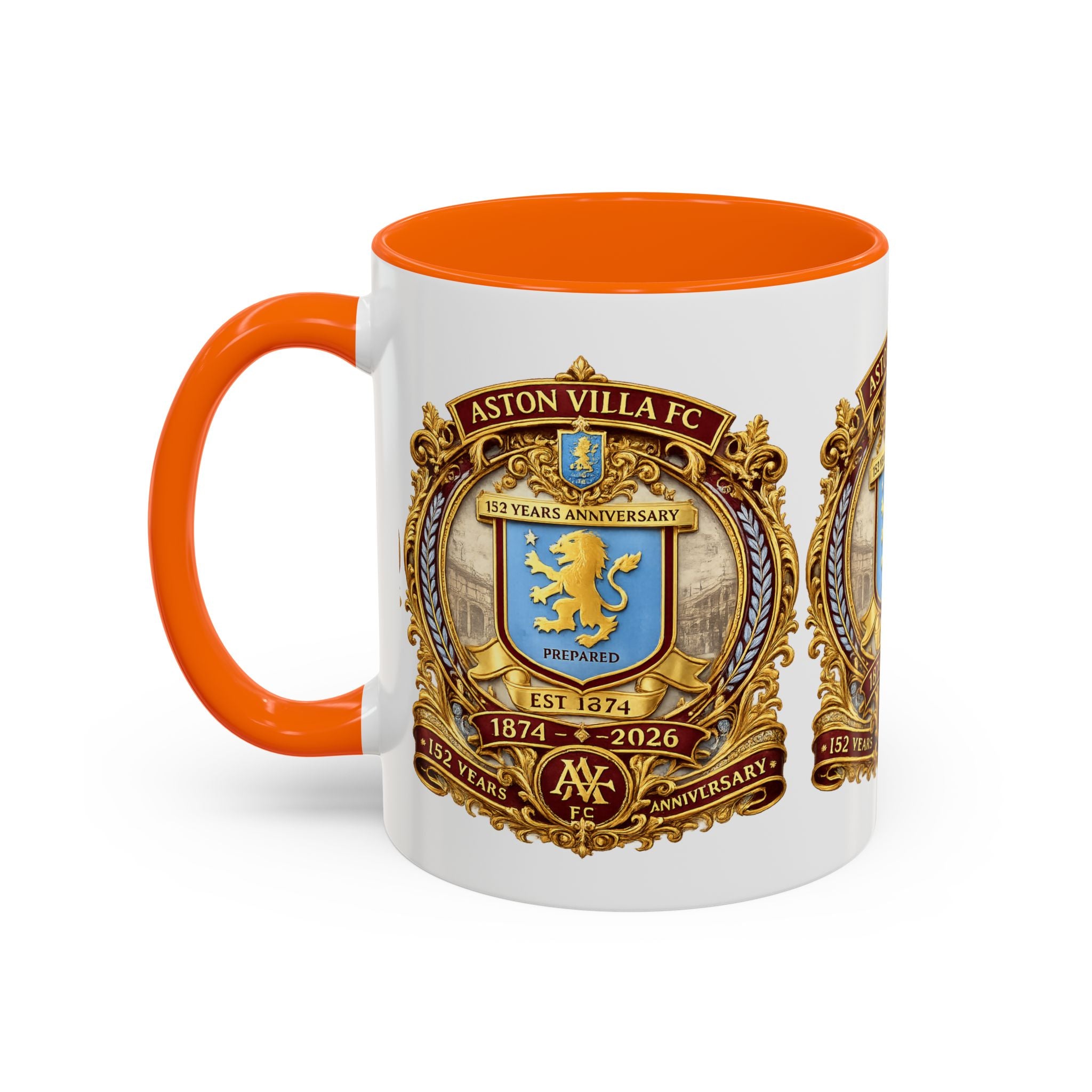 Aston Villa Crest Coffee Mug – 1874–2026 Anniversary Accent Mug (11/15 oz)