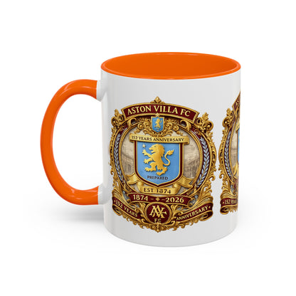 Aston Villa Crest Coffee Mug – 1874–2026 Anniversary Accent Mug (11/15 oz)