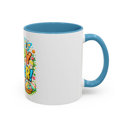 BGSM Happy Easter Coffee Mug - Colorful Bunny &amp; Egg Basket Accent Mug (11/15oz)