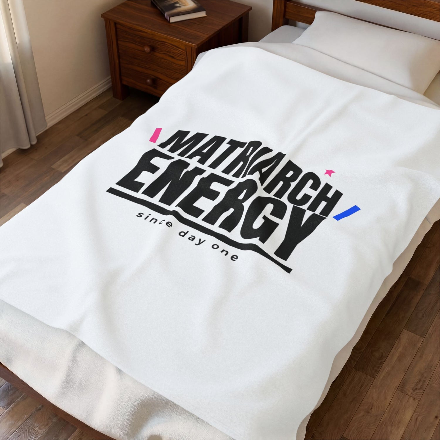 Matriarch Energy Velveteen Plush Blanket | Minimal Typographic Mom Throw