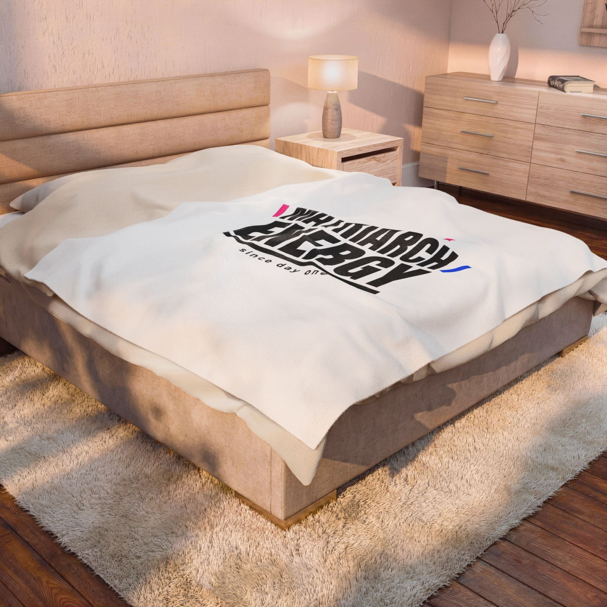 Matriarch Energy Velveteen Plush Blanket | Minimal Typographic Mom Throw