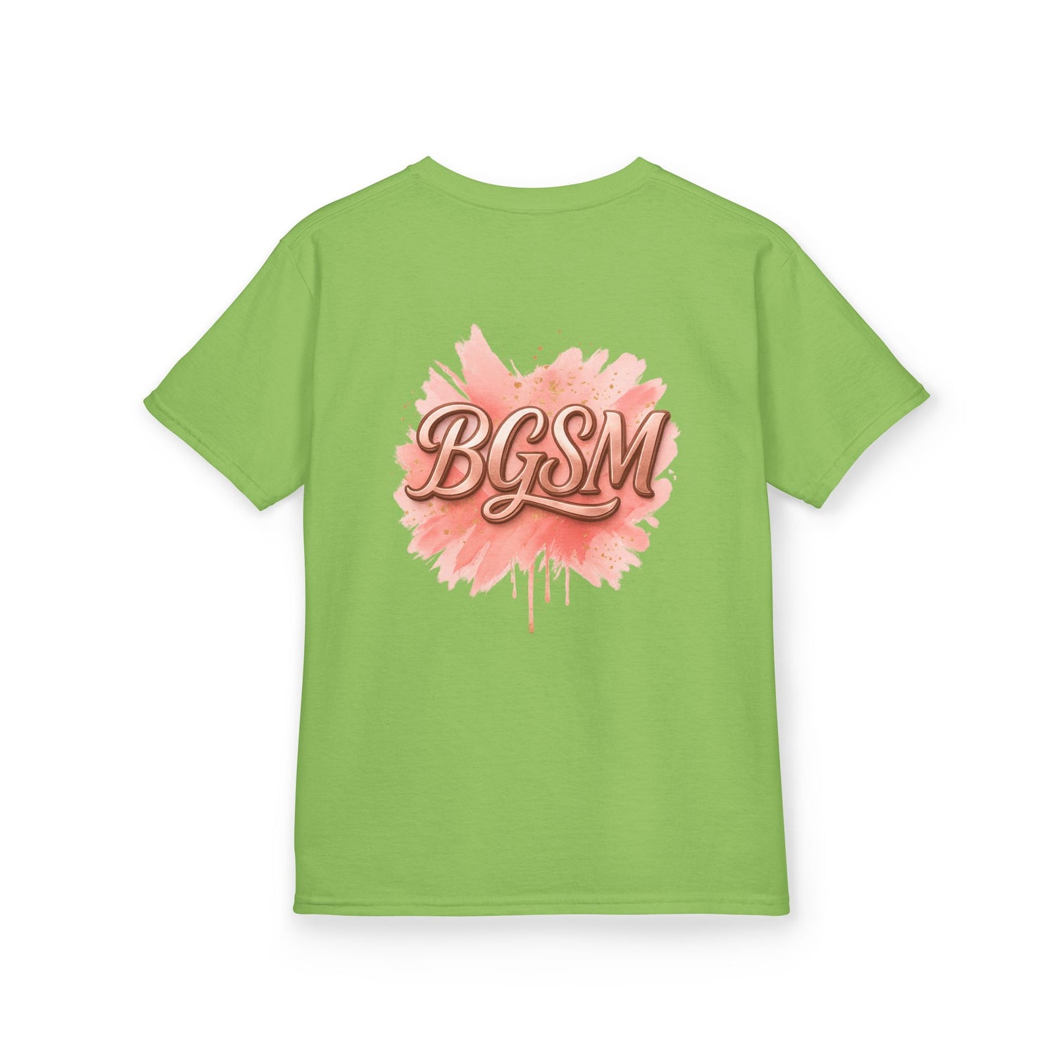 BGSM Kids T-Shirt - "Happy Easter" Colorful Block Letters Tee (Back BGSM Watercolor Accent)