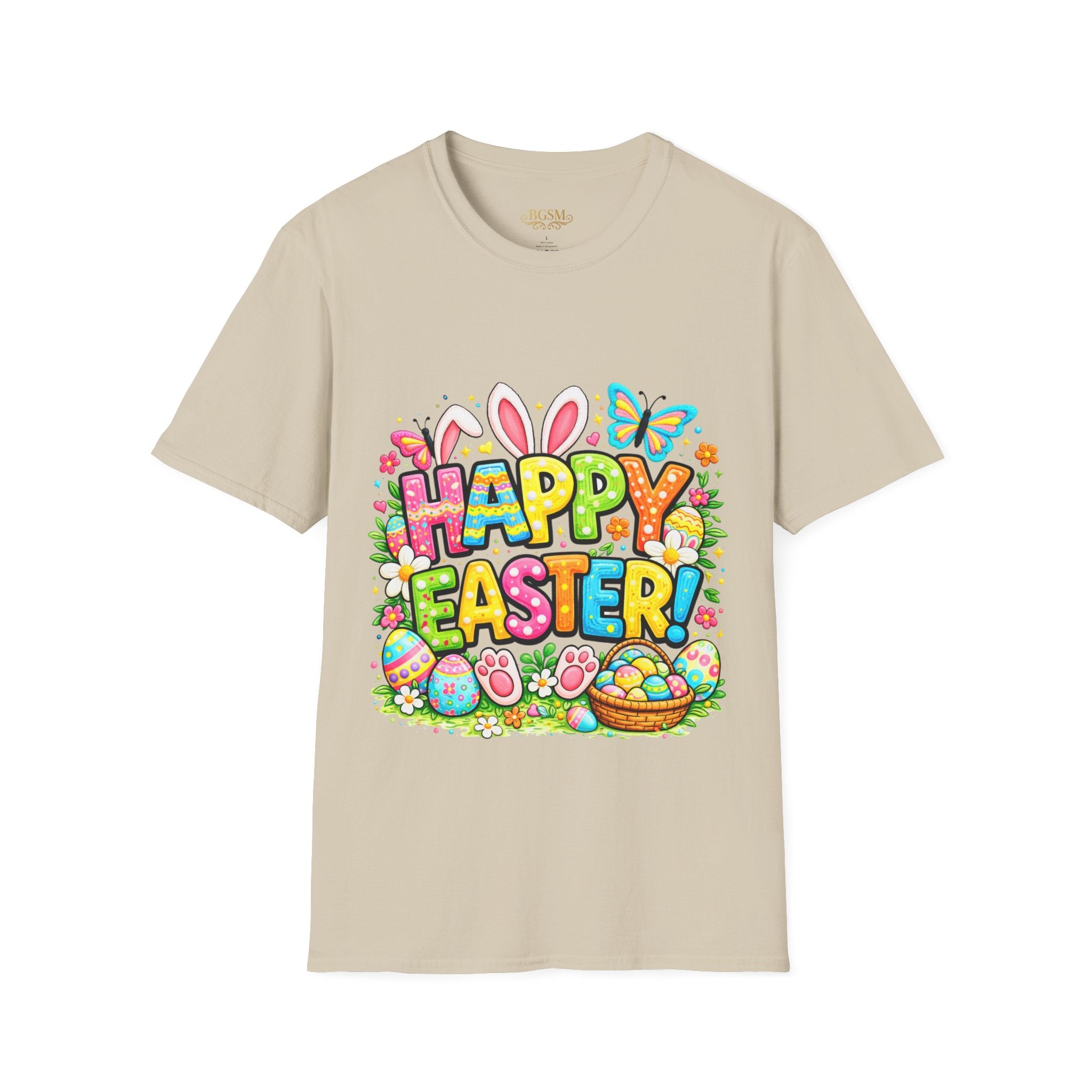 BGSM Easter Bunny Graphic T-Shirt — "Happy Easter" Colorful Holiday Tee
