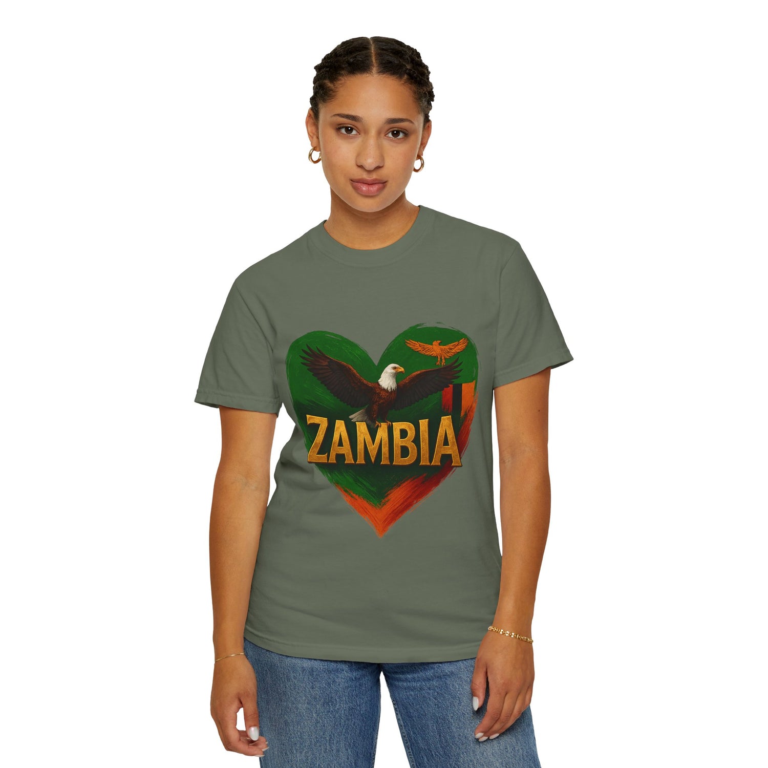 BGSM Zambia Heart Eagle T-Shirt — Patriotic Zambia Graphic Tee