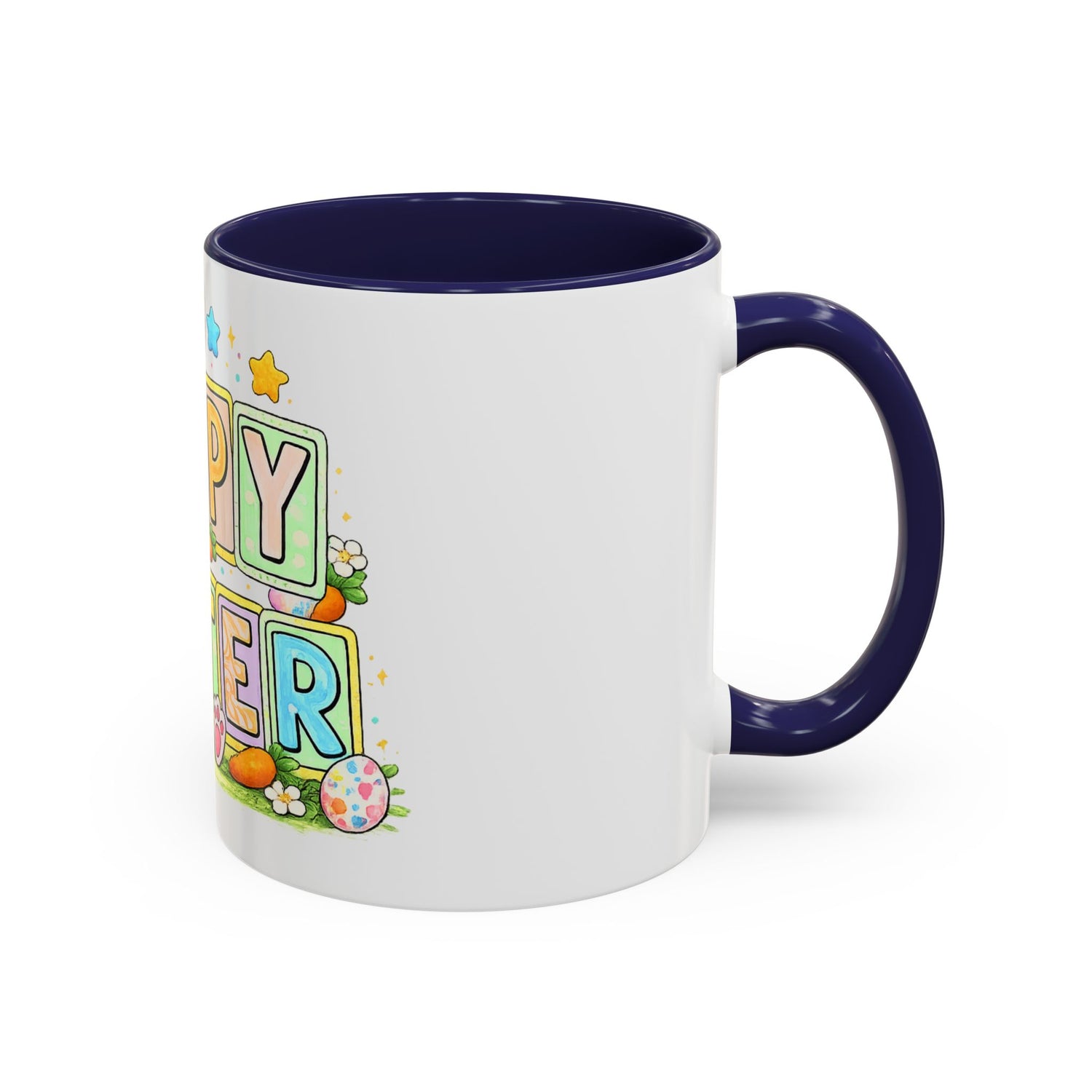 Happy Easter Accent Coffee Mug – Festive Bunny &amp; Egg Holiday Coffee Cup