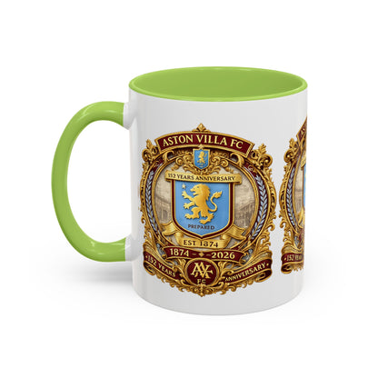 Aston Villa Crest Coffee Mug – 1874–2026 Anniversary Accent Mug (11/15 oz)
