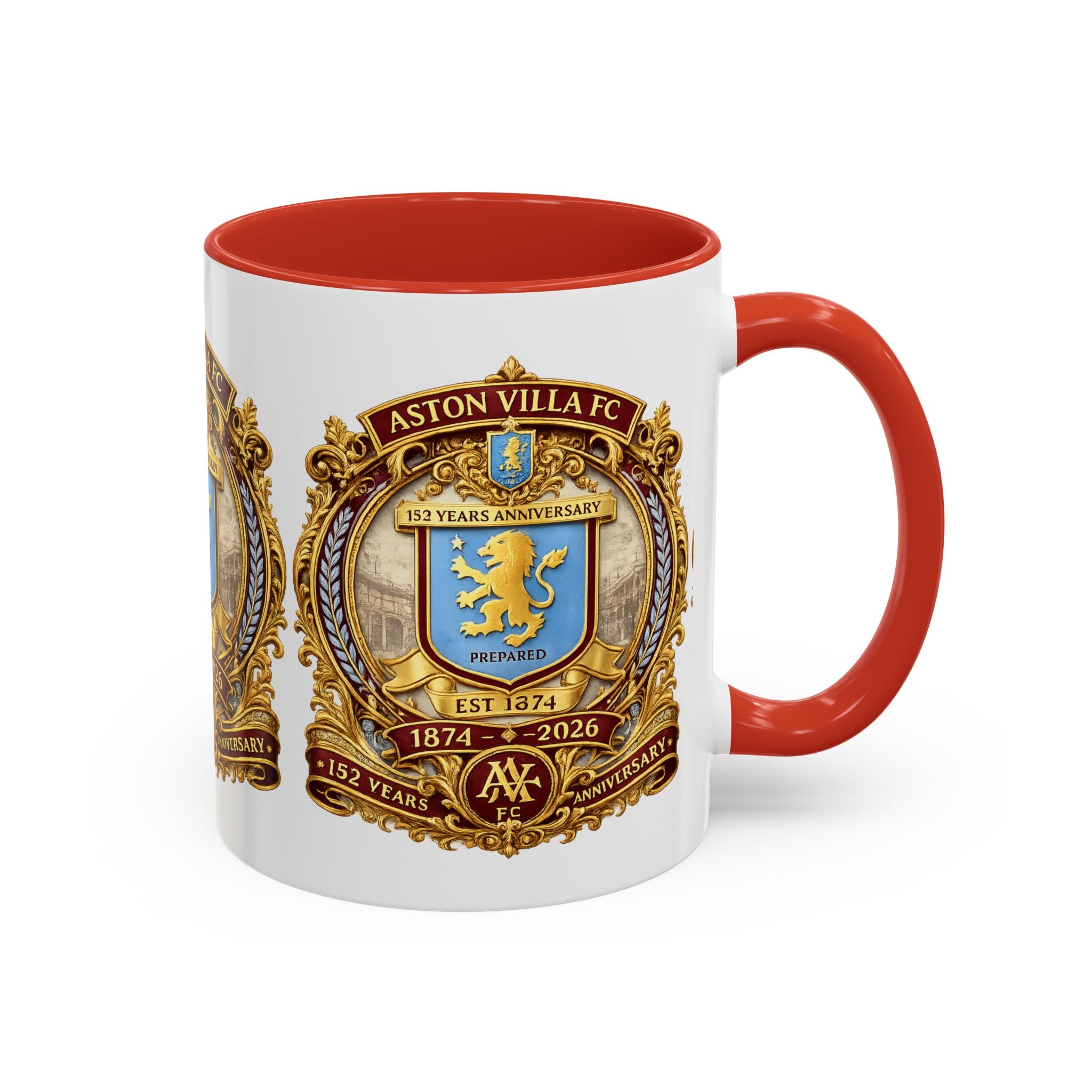 Aston Villa Crest Coffee Mug – 1874–2026 Anniversary Accent Mug (11/15 oz)