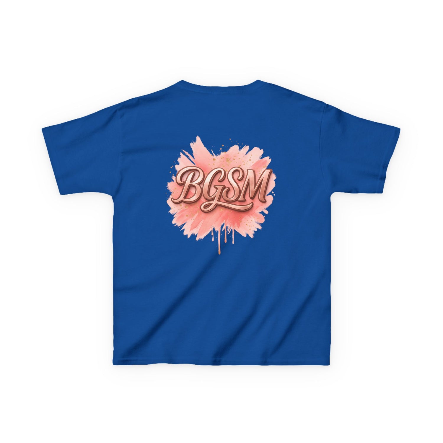 BGSM Kids T-Shirt - "Happy Easter" Colorful Block Letters Tee (Back BGSM Watercolor Accent)